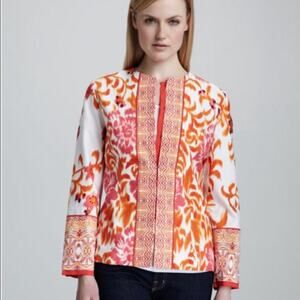 Indikka Vibrant Batik Lined 100% Cotton Lightweight Jacket Women's Large